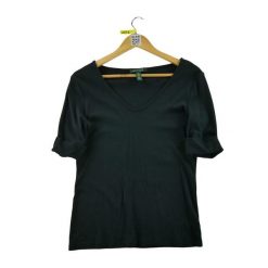 Second life - Koszulka damska z krótkim rękawem w kolorze czarnym - Stan dobry. Czarne bluzki sportowe damskie Ralph Lauren, bez kołnierzyka, bez ramiączek. Za 97.25 zł.