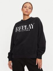 REPLAY Bluza W3106C.000.22890CS Czarny Oversize. Czarne bluzy bez kaptura damskie Replay, xl, z bawełny. Za 259.99 zł.