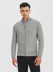 PAKO LORENTE - Szary rozpinany sweter męski. Szare kardigany męskie Pako Lorente, na jesień, m, bez wzorów, z poliamidu, bez kołnierzyka. Za 149.99 zł.