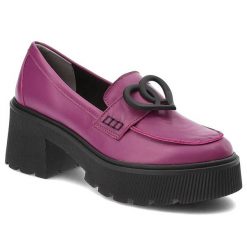 Fioletowe Półbuty Armodo Eleganckie Buty Damskie. Fioletowe półbuty damskie Armodo, bez wzorów, ze skóry, eleganckie, bez obcasa, na obcasie. Za 269.00 zł.