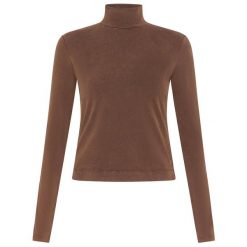 T-Shirt Deha Marbled High Neck Damskie. Brązowe t-shirty damskie Deha, m, bez wzorów, z bawełny, bez kołnierzyka. Za 300.99 zł.