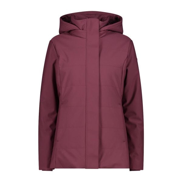 Kurtka parka damska z kapturem softshell CMP. Czerwone kurtki damskie CMP, bez wzorów, z softshellu. Za 628.45 zł.