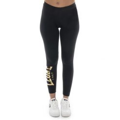 Legginsy miękki z bawełna na trening na siłownia. Czarne legginsy sportowe damskie LEONE 1947 APPAREL, bez wzorów, z bawełny, na fitness i siłownię. W wyprzedaży za 67.30 zł.