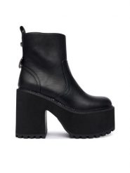 Buffalo Botki Killah Zip Boot Mid 1622374 Czarny. Czarne botki damskie Buffalo, ze skóry, bez obcasa, na słupku, bez zapięcia. Za 459.99 zł.