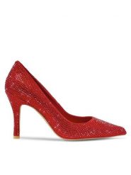 Eva Minge Szpilki ANGELA-V1518-03 Czerwony. Czerwone szpilki Eva Minge, bez wzorów, z materiału, bez obcasa. Za 249.99 zł.