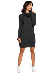 Be Wear Dzianinowa sukienka w kolorze grafitowym rozmiar: onesize. Czarne sukienki damskie Be Wear, na co dzień, bez wzorów, z dzianiny, bez kołnierzyka, bez ramiączek, mini, proste. Za 113.63 zł.