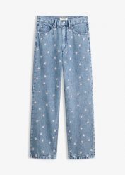 Jeansy straight, high waist, z bawełny. Niebieskie jeansy damskie bonprix, z podwyższonym stanem. Za 179.99 zł.