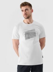 4F T-shirt regular z nadrukiem męski - biały XXL. Białe t-shirty męskie 4f, m, bez wzorów, z bawełny, bez kołnierzyka. W wyprzedaży za 39.99 zł.