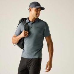 Męska koszulka polo Maverik V Quick Drying. Niebieskie koszulki polo męskie Regatta, m, bez wzorów, z poliesteru, bez ramiączek. Za 89.99 zł.