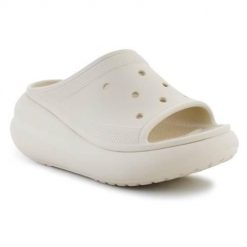 Klapki damskie Crocs Crush Slide Bone Os. Białe klapki damskie Crocs, bez wzorów, z materiału, bez obcasa. Za 297.00 zł.