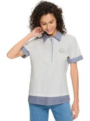 Heine Koszulka polo w kolorze białym rozmiar: 46. Białe bluzki damskie Heine, bez wzorów, bez kołnierzyka, bez ramiączek. Za 59.95 zł.
