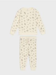 Bawełniany komplet: bluza i spodnie - kremowy. Białe bluzy i bluzki niemowlęce Sinsay, bez wzorów, z bawełny, bez ramiączek, bez kaptura. Za 29.99 zł.
