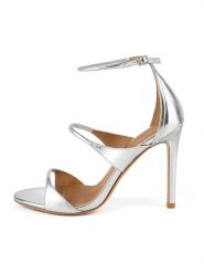 Loft37 Skórzane sandały w kolorze srebrnym rozmiar: 37. Szare sandały damskie loft37, bez wzorów, bez obcasa, na koturnie. Za 434.99 zł.