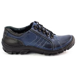KOMODO Buty męskie trekkingowe skóra 904 granatowe niebieskie. Niebieskie buty trekkingowe męskie na jesień, z jeansu, bez zapięcia. Za 367.89 zł.
