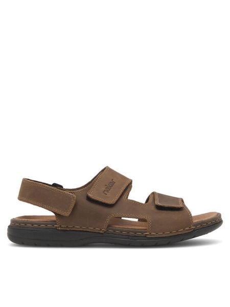 Rieker Sandały 25558-25 Brązowy. Brązowe sandały męskie Rieker, z nubiku, bez zapięcia. Za 339.99 zł.