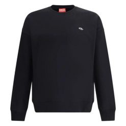 Męska bluza treningowa Diesel z oddychającego materiału. Czarne bluzy bez kaptura męskie Diesel, m, z bawełny. Za 716.50 zł.