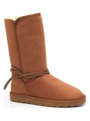 ISLAND BOOT Kozaki zimowe "Hoshy" w kolorze jasnobrązowym rozmiar: 40. Brązowe kozaki damskie Island Boot, z materiału, bez obcasa. Za 165.99 zł.