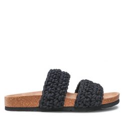Klapki DeeZee. Czarne klapki damskie DeeZee, bez wzorów, bez obcasa. Za 149.99 zł.
