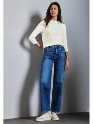 Street One Sweter w kolorze kremowym rozmiar: 42. Brązowe swetry klasyczne damskie Street One, ze splotem, bez kołnierzyka. Za 100.99 zł.