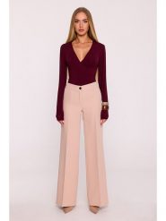 Made of emotion Spodnie w kolorze beżowym rozmiar: L. Brązowe spodnie materiałowe damskie Made Of Emotion, bez wzorów, z materiału, z podwyższonym stanem. Za 174.99 zł.