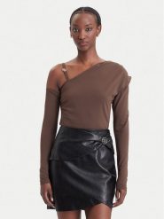 Guess Bluzka W6BP22 K6257 Brązowy ciemny Slim Fit. Brązowe bluzki damskie Guess, xxl, z aplikacjami, z syntetyku, bez ramiączek. Za 294.99 zł.