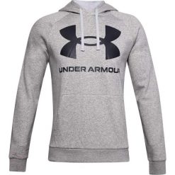 Bluza z kapturem męska Under Armour Rival Fleece Big Logo Hd. Szare bluzy sportowe męskie Under Armour, bez wzorów, sportowe, bez kołnierzyka, bez ramiączek. Za 139.99 zł.