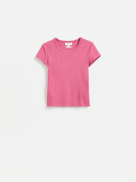 T-shirt z bawełny merceryzowanej - jasnofioletowy. Fioletowe t-shirty damskie Reserved, l, bez wzorów, z bawełny, bez kołnierzyka. Za 89.99 zł.