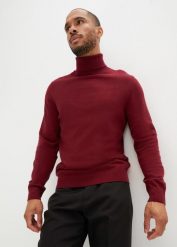 Sweter z golfem z kaszmirem. Szare swetry męskie bonprix, l, bez wzorów, z dzianiny, bez kołnierzyka. Za 139.99 zł.