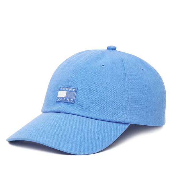 Czapka z daszkiem Tommy Jeans. Niebieskie czapki z daszkiem damskie Tommy Jeans, bez wzorów, z jeansu. Za 104.99 zł.