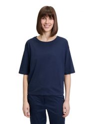BETTY & CO Koszulka w kolorze granatowym rozmiar: S. Niebieskie bluzki damskie Betty & Co., s, bez wzorów, z bawełny, bez kołnierzyka. Za 72.95 zł.