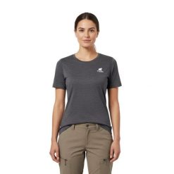 Damska koszulka trekkingowa z merynosów. Szare t-shirty damskie FJORK MERINO, bez wzorów, z wełny, bez kołnierzyka. Za 399.00 zł.