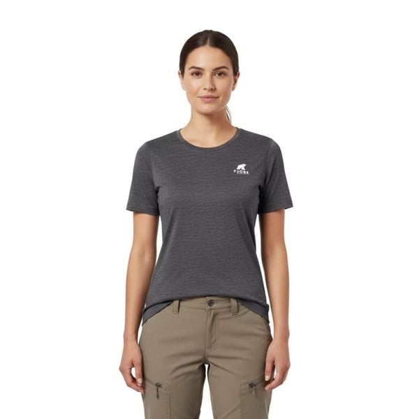 Damska koszulka trekkingowa z merynosów. Szare bluzki damskie FJORK MERINO, bez wzorów, z wełny, sportowe, bez kołnierzyka, bez ramiączek. Za 399.00 zł.
