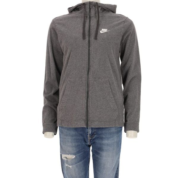 Nike bluza damska z kapturem zapinana na zamek szara. Szare bluzy sportowe damskie Nike, l, z materiału. Za 114.98 zł.