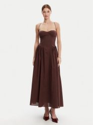 BARDOT Sukienka wieczorowa 59786DB Brązowy Regular Fit. Brązowe sukienki damskie BARDOT, bez wzorów, z bawełny, wizytowe, bez kołnierzyka, bez ramiączek. Za 469.99 zł.
