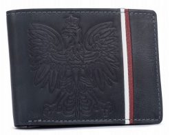 Portfel patriotyczny granatowy N992A-HP-BL. Niebieskie portfele męskie inny, bez wzorów, ze skóry. Za 69.99 zł.