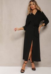 Czarna Casualowa Sukienka Koszulowa na Guziki z Kieszeniami Jezebel. Czarne sukienki damskie Renee, na spotkanie biznesowe, l, bez wzorów, eleganckie, bez kołnierzyka, bez ramiączek, maxi, koszulowe. W wyprzedaży za 119.99 zł.
