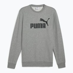 Bluza męska PUMA ESS No. 1 Logo Crew TR. Szare bluzy bez kaptura męskie Puma, bez wzorów, sportowe, bez kołnierzyka, bez ramiączek. Za 149.99 zł.
