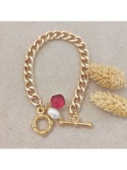 Nakkash Pozłacana bransoletka z kryształem rozmiar: onesize. Czerwone bransoletki damskie Nakkash, pozłacane. Za 95.69 zł.