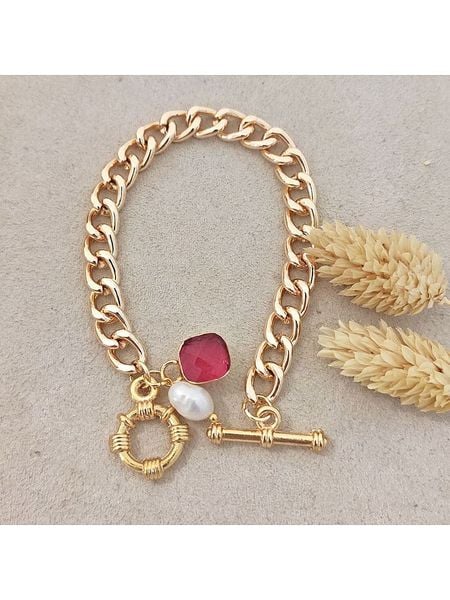 Nakkash Pozłacana bransoletka z kryształem rozmiar: onesize. Czerwone bransoletki damskie Nakkash, pozłacane. Za 78.28 zł.