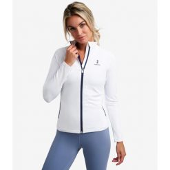 Koszulka/bluza z długim rękawem damska. Niebieskie bluzy bez kaptura damskie NORDICDOTS, s, bez wzorów, z elastanu, bez kołnierzyka. Za 365.00 zł.