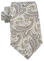 Męski Krawat - Chattier - Kolor Śmietankowy z Wzorem Paisley. Krawaty i muchy męskie Chattier, bez wzorów, z tkaniny, eleganckie. Za 55.00 zł.