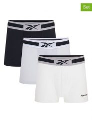 Reebok Bokserki (3 pary) "Hinlo" w kolorze biało-czarno-szarym rozmiar: M. Białe bokserki męskie Reebok, bez wzorów. Za 74.45 zł.