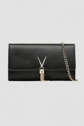 VALENTINO Czarna kopertówka Divina Pochette. Czarne torebki wieczorowe Valentino by Mario Valentino, bez wzorów, bez kołnierzyka, bez ramiączek. W wyprzedaży za 178.99 zł.