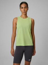 4F Koszulka do biegania regular szybkoschnąca damska - żółta S. Żółte bluzki damskie 4f, s, bez wzorów, bez kołnierzyka, bez ramiączek. Za 99.99 zł.