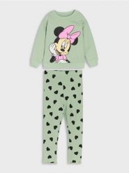 Komplet: bluza i legginsy Minnie Mouse - zielony. Zielone bluzy i bluzki niemowlęce Sinsay, bez wzorów, bez ramiączek, bez kaptura. Za 29.99 zł.