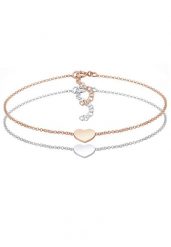 Elli Komplet damski Serce Przyjaźń Bi-Color w srebrze próby 925 Sterling Silver Bransoletki 1 ct Damski. Szare bransoletki damskie Elli, pozłacane. Za 211.64 zł.