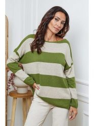 So Cachemire Sweter "Epi" w kolorze zielono-beżowym rozmiar: S. Brązowe swetry klasyczne damskie So Cachemire, s, z kaszmiru, bez kołnierzyka. Za 191.88 zł.