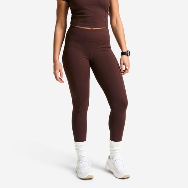 Legginsy fitness damskie Domyos wysoki stan. Brązowe legginsy damskie DOMYOS, l, bez wzorów, z elastanu. Za 119.99 zł.