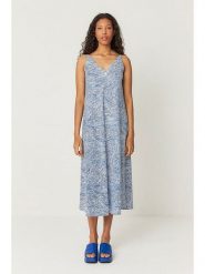 SKFK Sukienka w kolorze niebiesko-białym rozmiar: 40. Białe sukienki damskie SKFK, bez wzorów, z bawełny, bez kołnierzyka, bez ramiączek, midi. Za 208.99 zł.