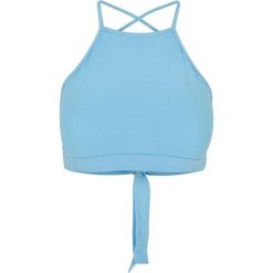 Damski trójkątny tank top Urban Classics. Niebieskie topy damskie Urban Classics, bez wzorów, bez kołnierzyka. Za 90.00 zł.
